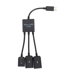 3in 1 마이크로USB 허브 듀얼 2.0 호스트 OTG 어댑터 수-암 포트 케이블 Y 스플리터