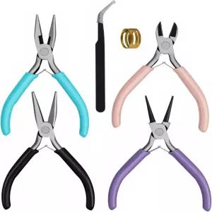 4pcs 주얼리 플라이어 세트 제작 도구용 체인 노즈/니들/벤트/와이어 플라이어/수리 원형