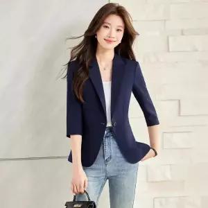 여름 캐주얼 여성용 정장 재킷 얇은 스몰 코트 숏 7부 원픽2
