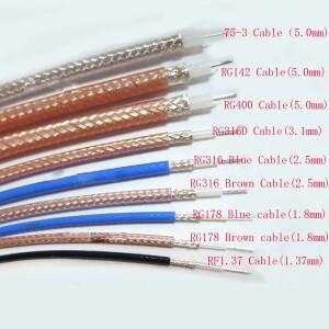5미터/로트 RG142/RG400/RG316D/RG316/RG178 RF 동축 안테나 와이어 케이블 은도금 갈색/파란색