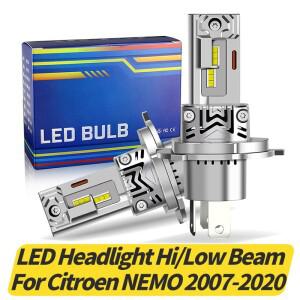 2pcss 12V 6500k 20000LM H4  LED 헤드라이트 하이/로우 빔 화이트 자동차 조명 시트로엥 NEMO 2007-2020