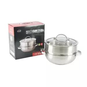 인덕션 겸용 바닥통삼중 스텐 2단 찜냄비 찜솥 28cm 스텐냄비