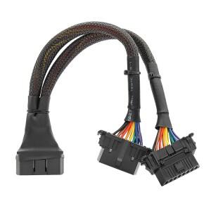 PVC OBD2 1 IN 2 연장 케이블 남성-듀얼 여성 16핀 어댑터 자동 진단 도구 ELM327 VAG HUD 분배기 컨버터
