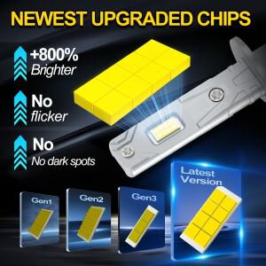 2pcss  1:1 LED 헤드라이트 전구 H7 H4 H11 구리 튜브 H8 9005 HB3 50000LM 300W CSP 3570 칩 Led 자동차