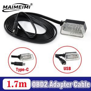 1.7m C타입 미니 USB 연결 케이블 OBDII 헤드업 디스플레이 P24 P10 차량 스캐너 OBD2 연장 커넥터 어댑터