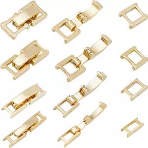 써니 박스 2PCS 24K 금도금 접이식 걸쇠 목걸이 연장 06인치 팔찌 작은 패스너 주얼리 제작 여성 DIY 공예
