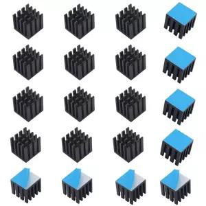 20개 알루미늄 히트싱크 059x059인치 / 5x5x5mm 파이 전자 칩 RAM IC 라디에이터 냉각기용 열전도성 접착