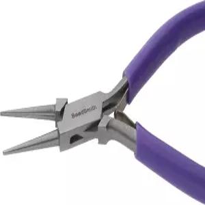 비드스미스 원형 코 플라이어 미세 팁 45인치 4mm 이중 스프링이 있는 PVC 그립 핸들 팔찌 귀걸이 및