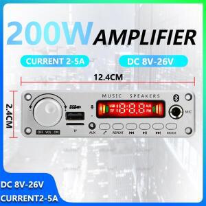 2x100W 스테레오 앰프 디지털 오디오 수신기 홈 시어터 DC8V-26V 리모컨 포함 전원 코드 케이블 실버 쉘