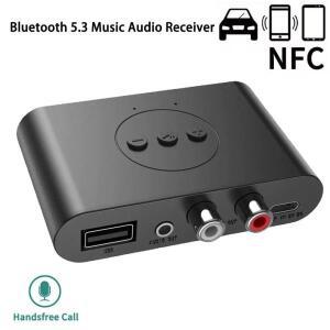 블루투스 5.3 오디오 수신기 NFC U 디스크 3.5mm AUX RCA USB 스테레오 음악 무선 어댑터 TV PC 차량용 스