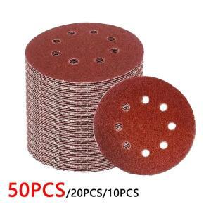 10-50개 8홀 125mm 사포 목공용 금속 목재 옥 연마 디스크 도구 40-3000 방 샌딩