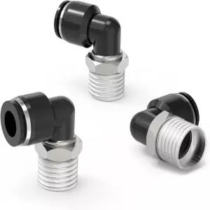 EterMutable 3팩 1/2 OD 튜브 x 1/8 NPT 스레드 엘보우 푸시와 연결 피팅 공압 남성 퀵 커넥트 에어 라인