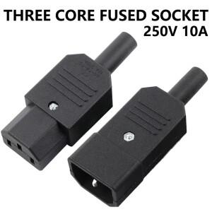 직선 케이블 플러그 커넥터, 검정색 암수 재배선 가능 전원 AC 소켓, C13, LEC 3 핀, 10A250V, 5 20