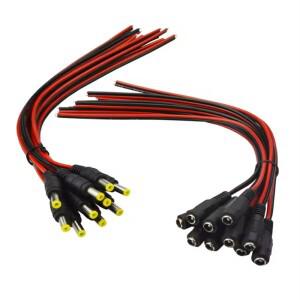 5개 10개 5.5x2.1mm 남성 플러그 12V DC 전원 피그테일 케이블 잭 CCTV 카메라 커넥터 연장선 와이어