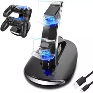 PS4 컨트롤러 충전기 소니 / 프로 슬림 듀얼쇼크 4 메가드림 플레이스테이션 충전소 LED 표시등이 있는 USB
