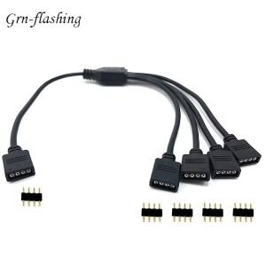 4핀 RGB LED 테이프 커넥터 1 ~ 2 3 5 플러그 전원 분배기 케이블 Led 스트립 라이트 용 바늘 암 와이어