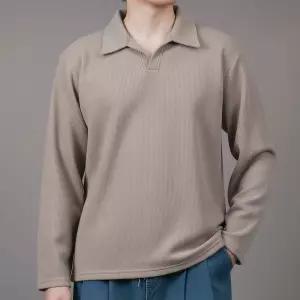 스댕클럽 남성용 오버핏 골지 오픈 카라 니트 SRT6018