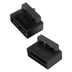 직각 USB 3.0 19/20핀 수-암 어댑터 마더보드 PC 유선형 케이블 관리 90도 회전 커넥터