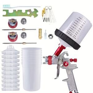 1.4mm 전문가용 HVLP 스프레이 건 자동 페인트 도구, 600ml 무세척 일회용 계량컵 10개
