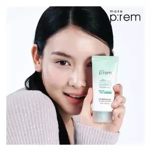 수분보충 메이크프렘 유브이 디펜스 미 노세범 선크림 50ml (안티에이징 주름개선 탄력강화안심팩 1매안티