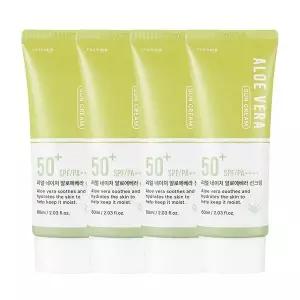 수분보충 코스메이트 네이처 알로에베라 선크림 60ml 4개 SPF50안티에이징 주름개선 탄력강화 PA안티에이징