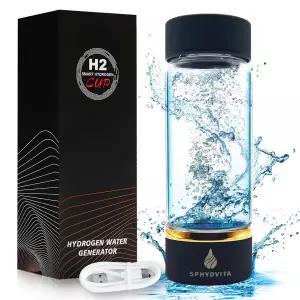 수소 물병 3분 급속 고함량 알칼리성 수소수 USB-C 충전식 수소수기 휴대용 14OZ SPE PEM 테크 여행 집