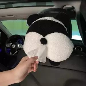 차량용 판다 티슈커버 걸이식 휴지케이스 포켓형 인테리어