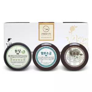 단짠 항아리 원당 400g + 함초소금 420g + 톳소금 450g 선물세트 D4
