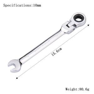 10mm 래칫 렌치 키 스패너 세트 수공구 72치 유연한 헤드 미러 마감 자동 및 주택 수리 1개