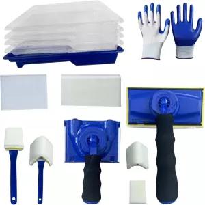 페인트 에저 공구 키트 14PCS 360 회전 손잡이가 있는 9인치 트림 V-코너 패드 1인치 미니 디테일 방수