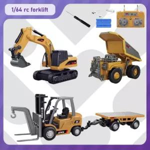 RC카 RC 차량용 164 풀 스케일 합금 미니 포크리프트 엔지니어링 차량 24G 모바일 폰 굴착기 덤퍼 휴일