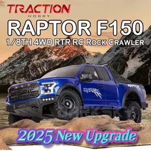 RC카 트랙션 하비 2025 랩터 F150 RC 크롤러 4륜구동 18 전동 무선 조종 차량용 RTR 성인