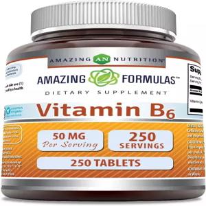 놀라운 포뮬러 비타민 B6 피리독신 50mg 250정 보충제 비 GMO 텐 프리 미국산