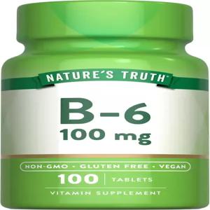 네이처스 트루스 B6 비타민 100mg 100정 비GMO 및 텐 프리 보충제