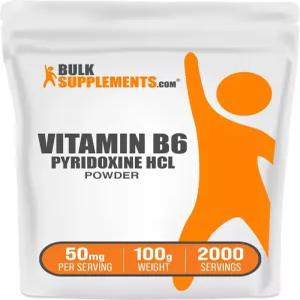 BulkSupplements.com 피리독신 HCl 분말 - 비타민 B6 보충제 텐 프리 1회 제공량당 50mg 100g 3.5온스 1팩