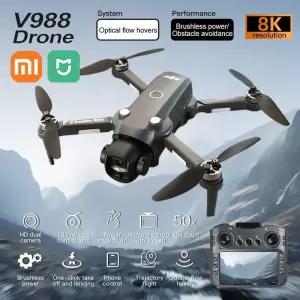 드론 샤오미 V988 4K 전문가용 8K HD 듀얼 카메라 대형 화면 FPV 쿼드콥터 5G WIFI 접이식 미지아