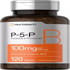 호르베악 P5P 활성화 비타민 B6 100mg 120정 채식 보충제 비-GMO 텐 프리 피리독살 5 인산염 코엔자임