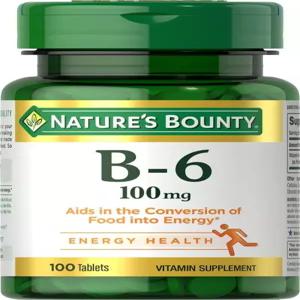 네이처의 바운티 비타민 B6 100mg 정제 - 에너지 대사 및 신경계 을 지원하는 100Ct
