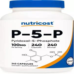 뉴트리코스트 P5P 비타민 B6 보충제 100mg 240캡슐(피리독살-5-인산) - 채식 친화적 비GMO 텐 프리