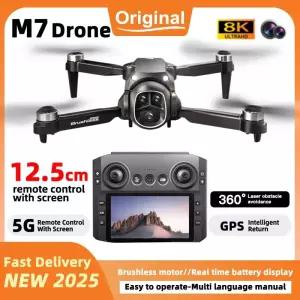 드론 샤오미 M7 8K 프로페셔널 HD 카메라 5G FPV 360 ° 장애물 회피 브러시리스 대형 화면 RC GPS 쿼드콥