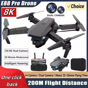드론 8K 전문가용 듀얼 HD 카메라 1080P 광각 WIFI FPV 헬리콥터 고도 기능 접이식 E88Pro RC ？