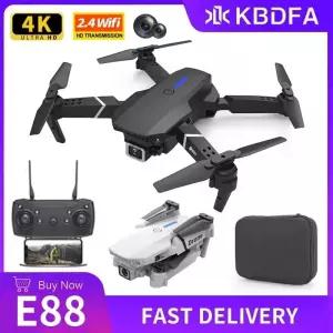 드론 KDBFA 2024 E88 프로 WIFI FPV 광각 HD 4K 1080P 카메라 높이 RC Foldable Quadcopter Dron 헬리콥터