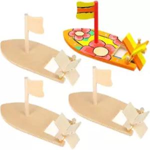 이마아 6팩 DIY 나무 돛단배 모델 키트 고무 밴드 패들 보트 학교 프로젝트용 수제 공예품 선물