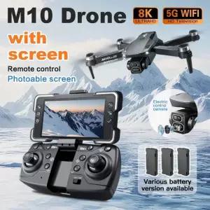 드론 샤오미 M10 RC 8K 프로페셔널 HD 듀얼 카메라 스크린 탑재 FPV WIFI 브러시리스 모터 장애물 회피 쿼