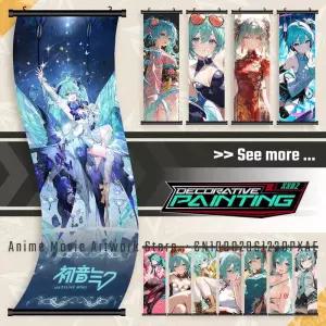 미쿠피규어 하츠네 미쿠 애니메이션 벽 삽화 캔버스 스크롤 그림 Kawaii 가상 캐릭터 인쇄 포스터 홈 목걸