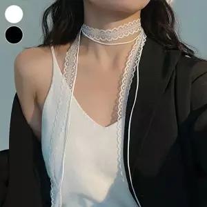 여성스런 레이스 두줄 레이어드 초커식 목걸이 스카프-WFNURRC