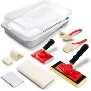미스터 루이 페인트 에저 도구 키트 트림 모서리 벽 및 천장 패드 있는 11개의 PCS 리필 360 회전 핸들