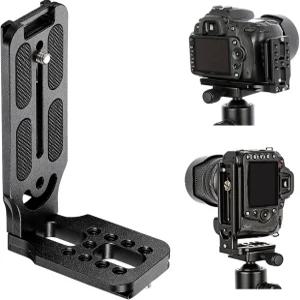 Uelkr DSLR 카메라 L 브래킷 퀵 릴리즈 플레이트 수직 수평 스위칭 삼각대 4인치 나사 마운트 오스모 로닌
