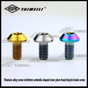 TAIMIELI-티타늄 합금 나사 m5x9mm 우산 모양의 내부 매화 머리 자전거 브레이크