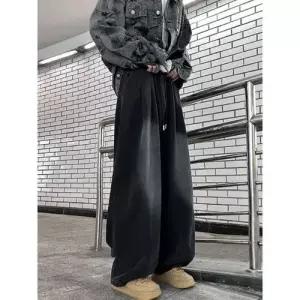 바지 청 남성 춘하 빈티지 배기핏 힙합 와이드 워싱 스트링 풀러 젠2